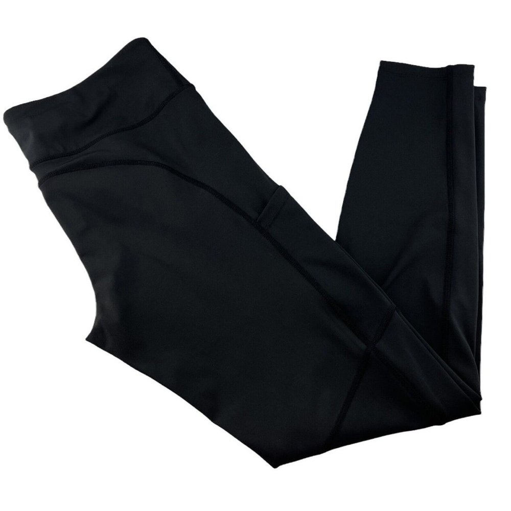 FORNIA Womens Black Athletic Capris Cropped Leggings‎ Pants Side Pocket Size XL